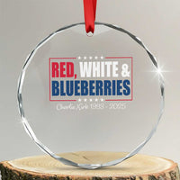 Red White Blueberries Crystal Glass Ornament Charlie Kirk Inspired Patriotic Memorial Freedom TS10