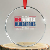 Red White Blueberries Crystal Glass Ornament Charlie Kirk Inspired Patriotic Memorial Freedom TS10
