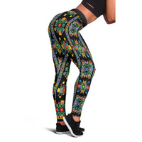Regalia Stripe Floral Pattern Leggings Colorful Attractive - Wonder Print Shop