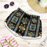 Regalia Stripe Floral Pattern Shorts for Women Colorful Attractive - Wonder Print Shop