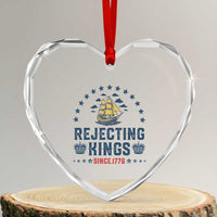 Rejecting Kings Since 1776 Heart Crystal Glass Ornament Vintage Patriotic Ship No King In America - Wonder Print Shop