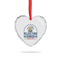 Rejecting Kings Since 1776 Heart Crystal Glass Ornament Vintage Patriotic Ship No King In America - Wonder Print Shop