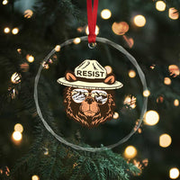 Resist Bear Retro Vintage Crystal Glass Ornament - Wonder Print Shop