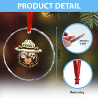 Resist Bear Retro Vintage Crystal Glass Ornament TS02