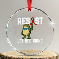 Resist Frog AIDS Awareness Crystal Glass Ornament Funny Portland Activist Meme HIV Support Red Ribbon TS14