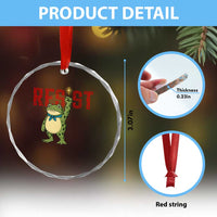 Resist Frog AIDS Awareness Crystal Glass Ornament Portland Activist Political Meme HIV Support Red Ribbon TS14