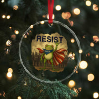 Resist Frog Christian Christmas Crystal Glass Ornament Funny Polittical 2025 Meme - Wonder Print Shop