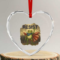 Resist Frog Christian Christmas Heart Crystal Glass Ornament Funny Polittical 2025 Meme - Wonder Print Shop