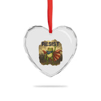 Resist Frog Christian Christmas Heart Crystal Glass Ornament Funny Polittical 2025 Meme - Wonder Print Shop
