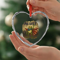Resist Frog Christian Christmas Heart Crystal Glass Ornament Funny Polittical 2025 Meme - Wonder Print Shop