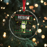 Resist Frog Crystal Glass Ornament Funny Portland Protest ICE Activist Meme 2025 TS14