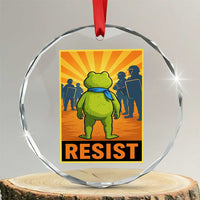 Resist Frog Graphic Crystal Glass Ornament Protest Stand Against Fascism - Wonder Print Shop