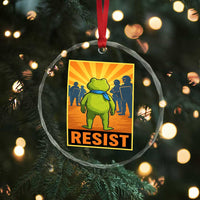 Resist Frog Graphic Crystal Glass Ornament Protest Stand Against Fascism - Wonder Print Shop