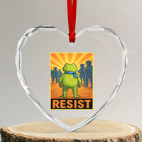 Resist Frog Graphic Heart Crystal Glass Ornament Protest Stand Against Fascism - Wonder Print Shop
