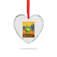 Resist Frog Graphic Heart Crystal Glass Ornament Protest Stand Against Fascism - Wonder Print Shop