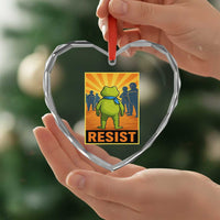 Resist Frog Graphic Heart Crystal Glass Ornament Protest Stand Against Fascism - Wonder Print Shop