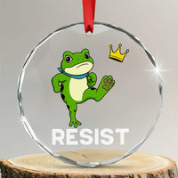 Resist Frog Kicking Crown Crystal Glass Ornament Funny No Kings In America Free Portland - Wonder Print Shop