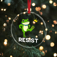Resist Frog Kicking Crown Crystal Glass Ornament Funny No Kings In America Free Portland - Wonder Print Shop