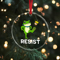 Resist Frog Kicking Crown Crystal Glass Ornament Funny No Kings In America Free Portland TS02
