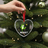 Resist Frog Kicking Crown Heart Crystal Glass Ornament Funny No Kings In America Free Portland - Wonder Print Shop