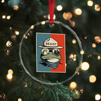 Resist Frog Meme Crystal Glass Ornament Portland Vintage Aesthetic Gift TS12
