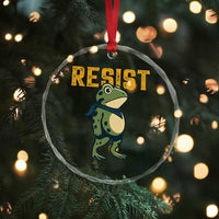 Resist Frog Protest Crystal Glass Ornament Free Portland Political Satire - Wonder Print Shop