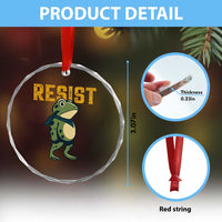 Resist Frog Protest Crystal Glass Ornament Free Portland Political Satire TS02