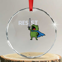 Resist Frog Warrior Crystal Glass Ornament Funny Rebel Meme Gift TS12
