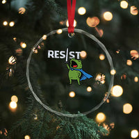 Resist Frog Warrior Crystal Glass Ornament Funny Rebel Meme Gift TS12