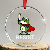 Resist Frog With Sword Crystal Glass Ornament No Kings Portland Protest TS10