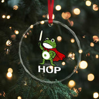 Resist Frog With Sword Crystal Glass Ornament No Kings Portland Protest Saves America - Wonder Print Shop