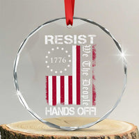 Resist Hands Off Crystal Glass Ornament Vintage American Betsy Ross Flag We The People - Wonder Print Shop