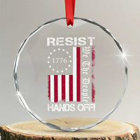 Resist Hands Off Crystal Glass Ornament Vintage American Betsy Ross Flag We The People TS02