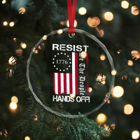 Resist Hands Off Crystal Glass Ornament Vintage American Betsy Ross Flag We The People TS02