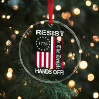 Resist Hands Off Crystal Glass Ornament Vintage American Betsy Ross Flag We The People - Wonder Print Shop