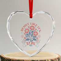 Resist Like its 1776 Heart Crystal Glass Ornament Vintage Boho Floral Subtle 250th Anniversary