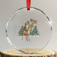 Resist Portland Frog Protest Christmas Crystal Glass Ornament Funny Holiday Meme Gift Idea TS12