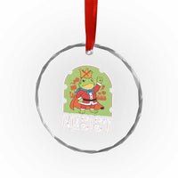 Resist Portland Frog Protest Crystal Glass Ornament Funny No Kings Christmas Gift TS12