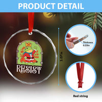 Resist Portland Frog Protest Crystal Glass Ornament Funny No Kings Christmas Gift TS12