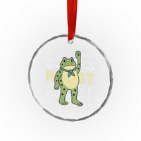 Resist Raised Fist Frog Crystal Glass Ornament Portland Protest Freedom Fighter TS02