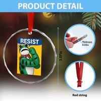 Resist Rosie Frog Crystal Glass Ornament Protest Parody Feminist Retro Poster - Wonder Print Shop