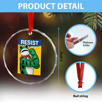 Resist Rosie Frog Crystal Glass Ornament Protest Parody Feminist Retro Poster TS02