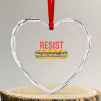 Resist Sandwich Heart Crystal Glass Ornament Sarcastic Food Revolution Political Satire - Wonder Print Shop
