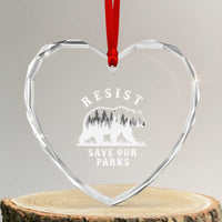 Resist Save Our Parks Heart Crystal Glass Ornament Bear US National Parks Wildlife Nature - Wonder Print Shop