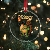 Resist Social Club 2025 Crystal Glass Ornament Bear Penguin Frog Protest Unity for Social Justice - Wonder Print Shop