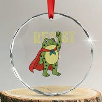Resist Super Frog Crystal Glass Ornament Free Portland Political Satire Retro Graphic - Wonder Print Shop