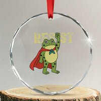Resist Super Frog Crystal Glass Ornament Free Portland Political Satire Retro Graphic TS02