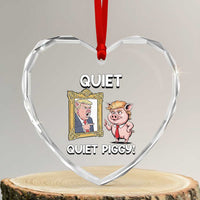 Resistance Movement Quiet Quiet Piggy Heart Crystal Glass Ornament Funny Pig Political - Wonder Print Shop