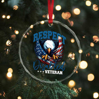 Respect Disabled Veteran Crystal Glass Ornament Military Soldier American Flag Bald Eagle - Wonder Print Shop