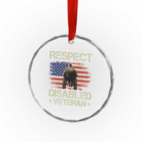 Respect Disabled Veteran Crystal Glass Ornament Military Soldier Vintage American Flag - Wonder Print Shop